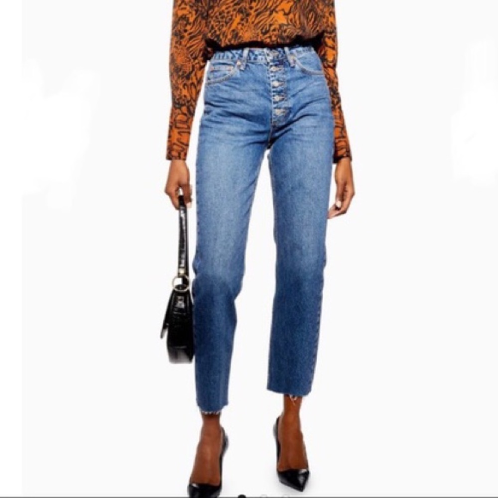 Topshop Cropped Straight Cutoff Jeans